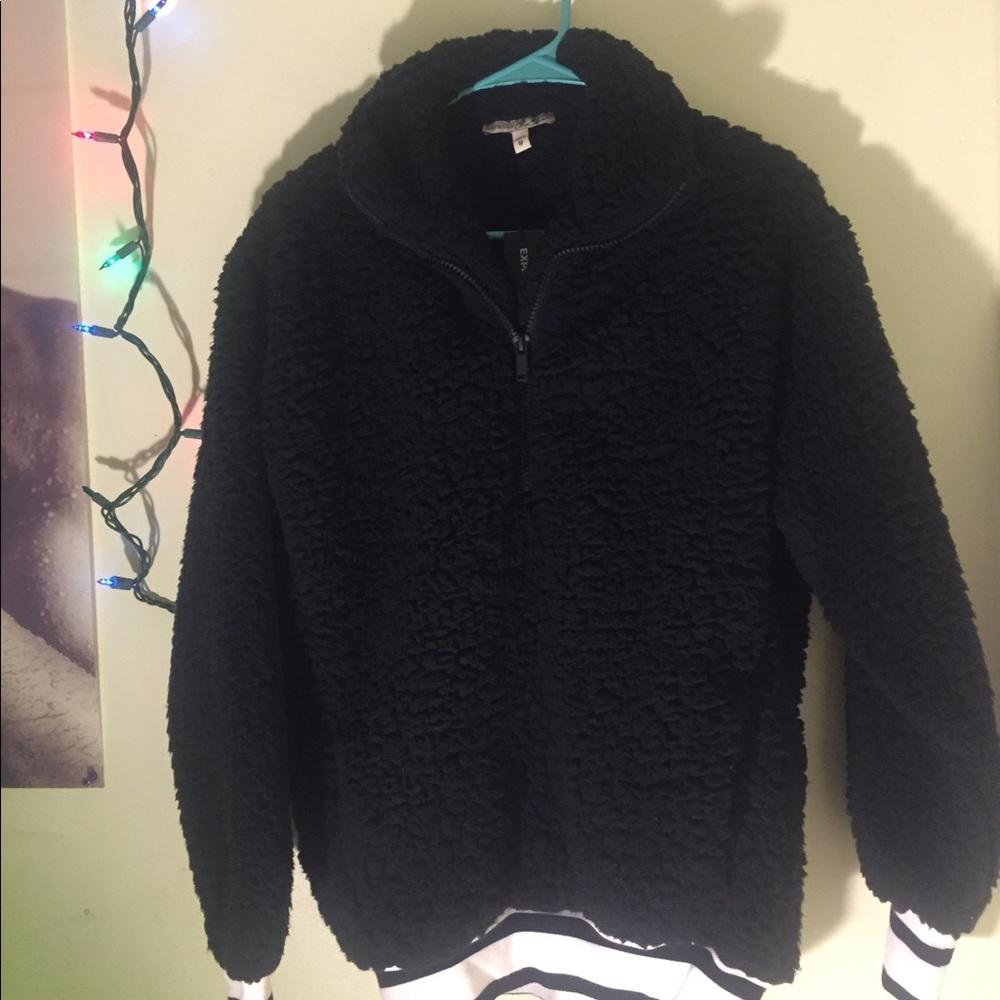 Fluffy Fleece Black Sweater